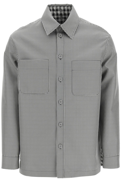Fendi Giubbotto Houndstooth Reversible Shirt Jacket In White,black