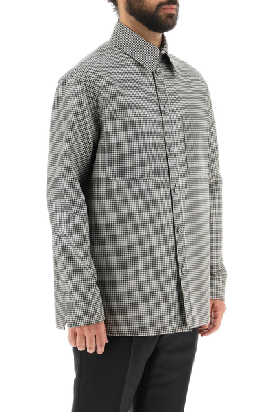 Fendi Giubbotto Houndstooth Reversible Shirt Jacket In White,black