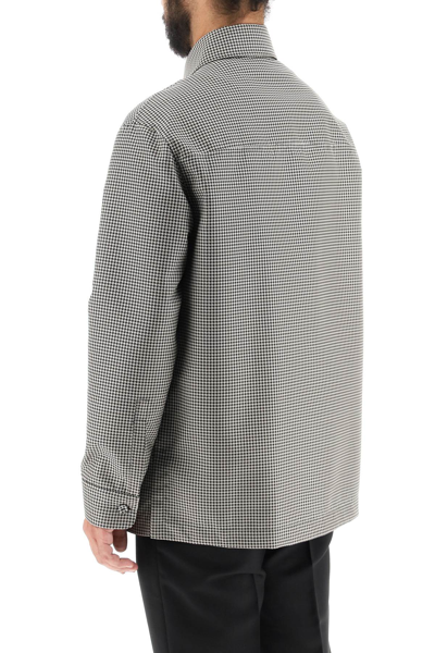 Fendi Giubbotto Houndstooth Reversible Shirt Jacket In White,black