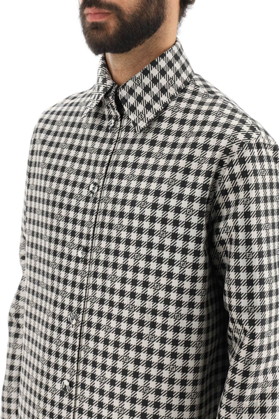 Fendi Giubbotto Houndstooth Reversible Shirt Jacket In White,black