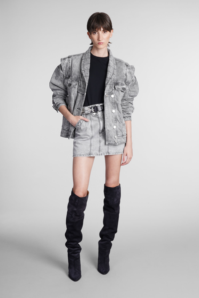 Shop Isabel Marant Étoile Vicson Skirt In Grey Cotton