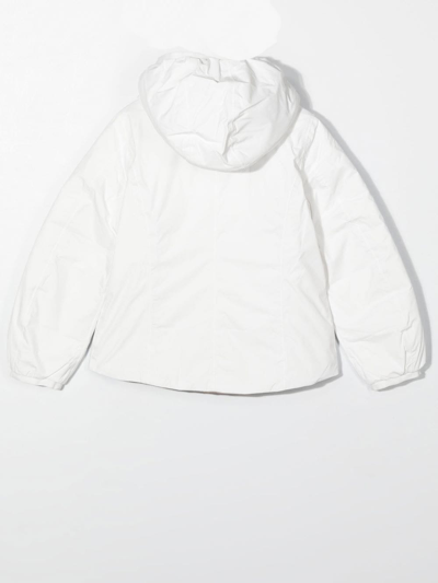 Shop K-way Logo-patch Reversible Padded Jacket In Bianco-begie
