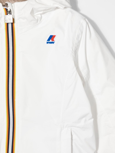 Shop K-way Logo-patch Reversible Padded Jacket In Bianco-begie