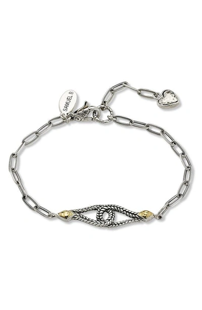 Shop Samuel B. Stainless Steel 18k Gold Paperclip Loop Bracelet In Silver And Gold
