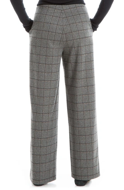 Maxstudio Max Studio Double Knit Wide Leg Pants In Grey/ Black Window Pane