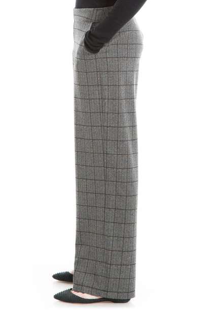 Maxstudio Max Studio Double Knit Wide Leg Pants In Grey/ Black Window Pane