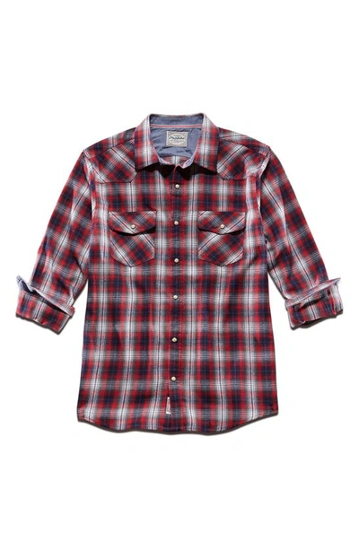 Shop Flag And Anthem Franklin Vintage Long Sleeve Plaid Button-up Shirt In Red/navy/white