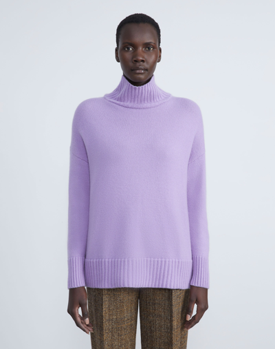 Shop Lafayette 148 Cashmere Stand Collar Sweater In Purple