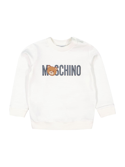 Shop Moschino Kids Felpa In Bianco