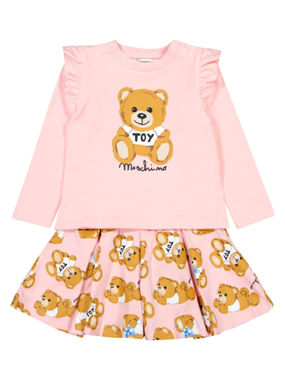 Shop Moschino Kids Clothing Set For Girls In Pink