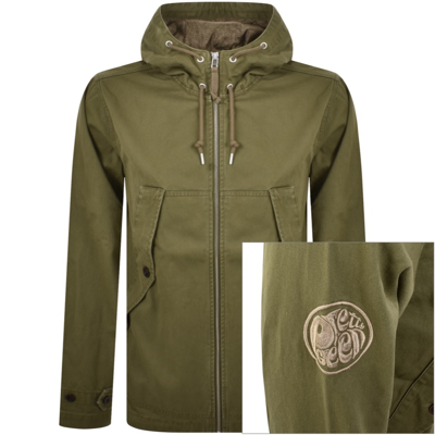 Shop Pretty Green Cooper Short Parka Jacket Khaki