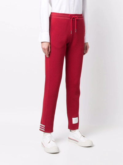 Shop Thom Browne Cricket Stripe Track Pants In Red