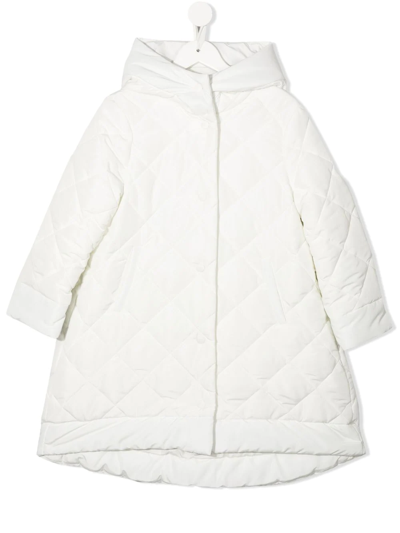 Shop Monnalisa Bow-embellished Quilted Coat In White