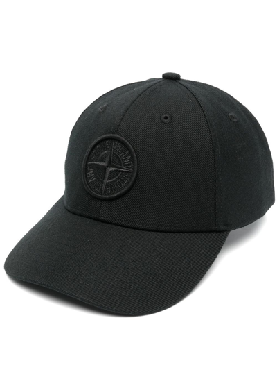 Stone Island Logo-embroidered Cotton Baseball Cap In Black | ModeSens