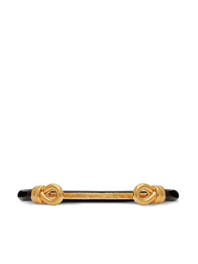 Shop Saint Laurent Jonc Noeud Emaille Bangle In Black