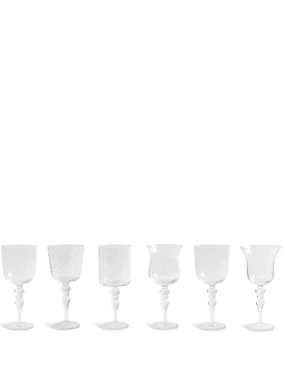 Shop Bitossi Home Assorted Goblets Glasses (set Of 6) In White