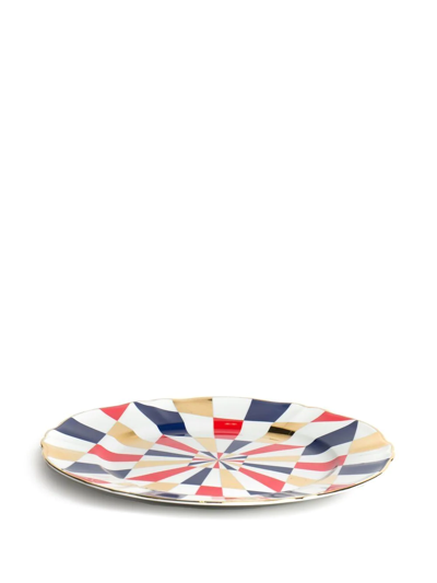 Shop Bitossi Home 2 Piece Printed Round Platter Set In White