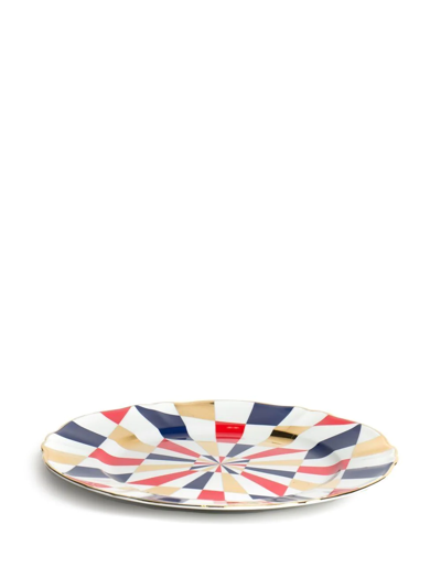 Bitossi Home 2 Piece Printed Round Platter Set In White