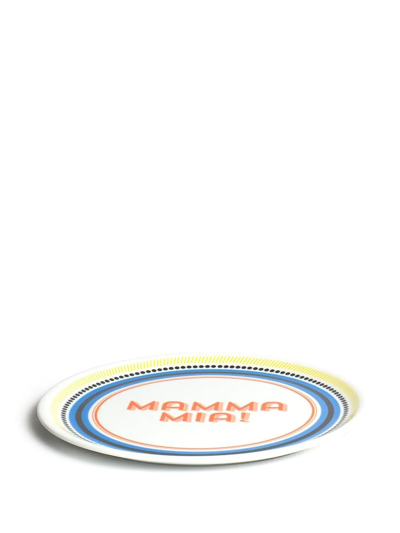 Bitossi Home 6 Piece Mamma Mia Pizza Plate Set In White