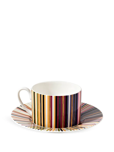 Shop Missoni Stripes Jenkins Teacup And Saucer Set In White