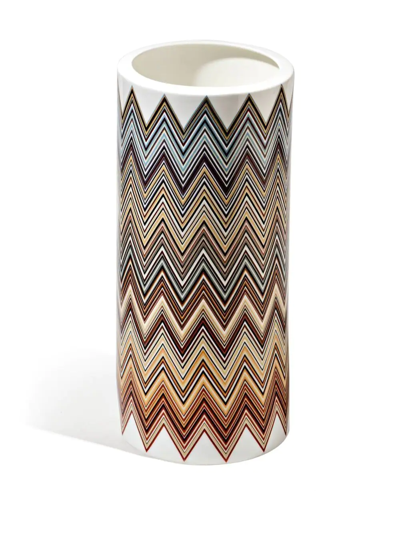 Shop Missoni Zig Zag Jarris High Vase In Neutrals