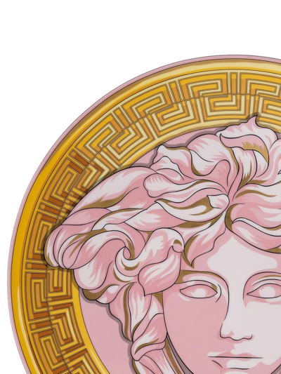 Versace Medusa Amplified Pink Coin Service Plate In Gold