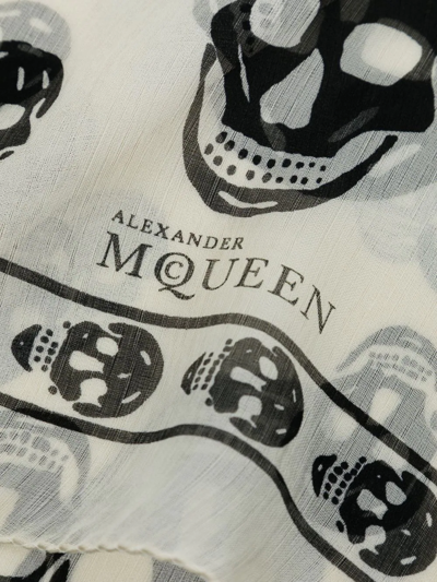 Shop Alexander Mcqueen Skull-print Silk Scarf In White