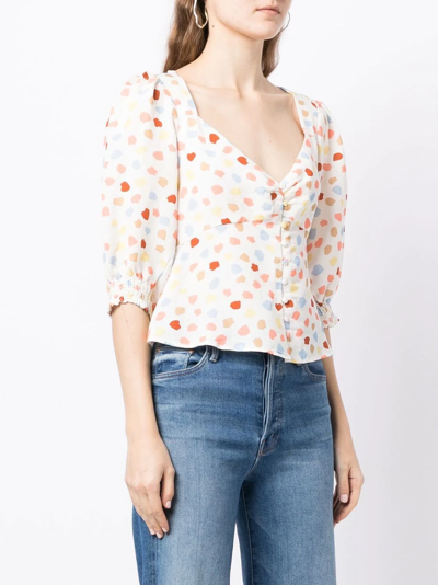 Rixo London Palma Printed Linen-blend Top In White