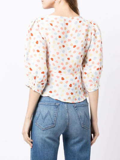 Rixo London Palma Printed Linen-blend Top In White