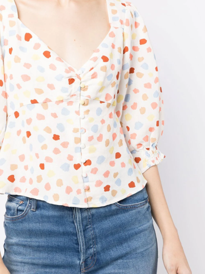 Rixo London Palma Printed Linen-blend Top In White