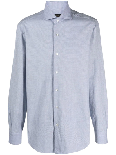 Shop Barba Long-sleeve Poplin Shirt In Blue