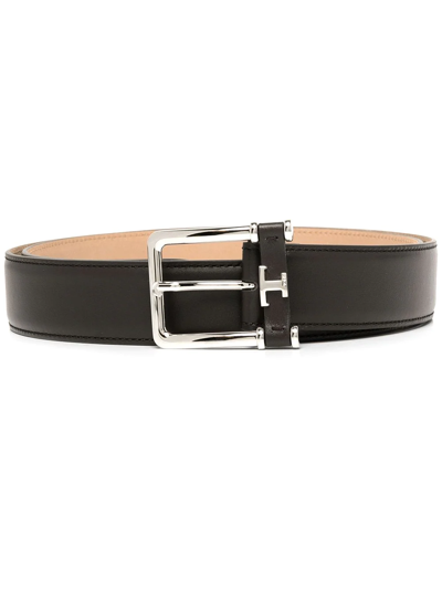 Shop Tod's Buckled Leather Belt In Black