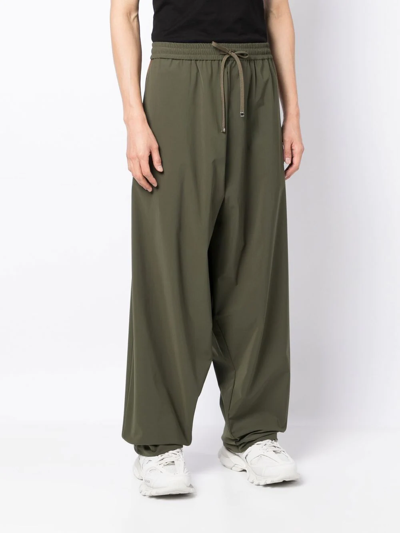 Miharayasuhiro Wide-leg Drawstring Trousers In Green