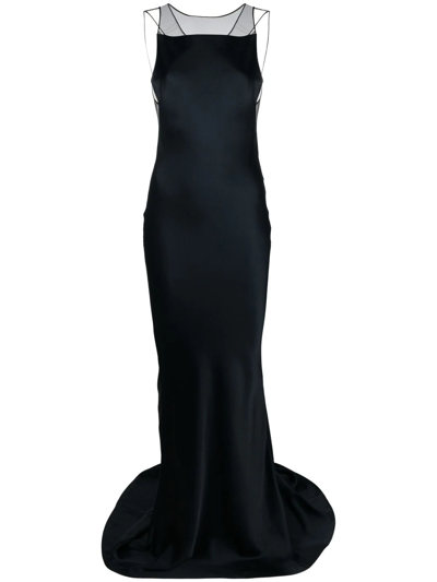 Shop Maison Margiela Satin Fishtail Gown In Black