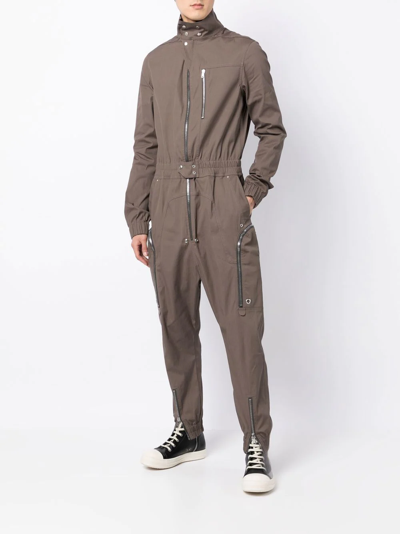 Shop Rick Owens Zip-up Tapered Jumpsuit In Grey