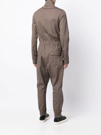 Shop Rick Owens Zip-up Tapered Jumpsuit In Grey
