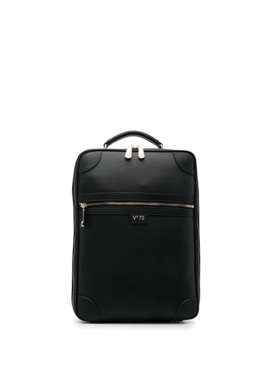 Shop V73 Logo Zipped Backpack In Black