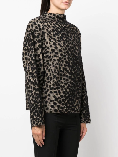 Shop Genny Leopard-print Knitted Top In Black