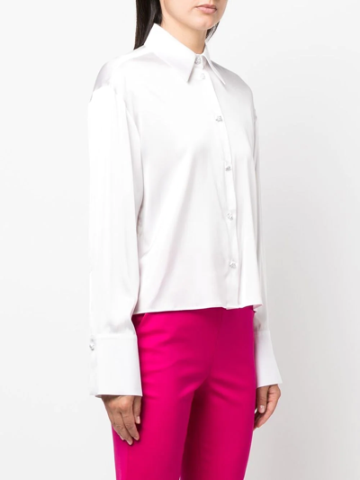 Shop Genny Cropped Button-up Shirt In White
