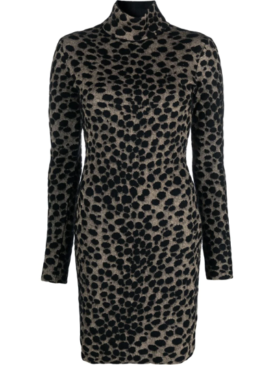Shop Genny Leopard-print Mini Dress In Black