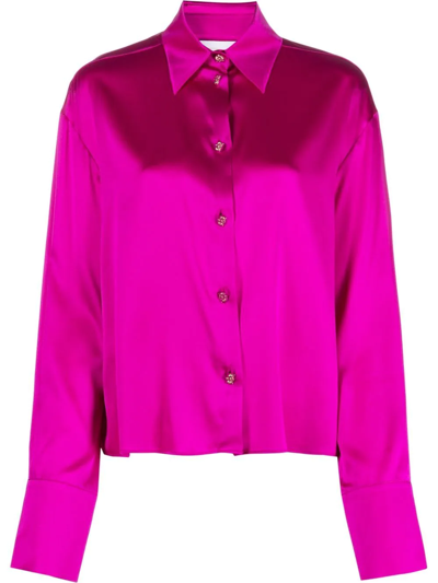 Shop Genny Silk Satin Long-sleeve Shirt In Pink