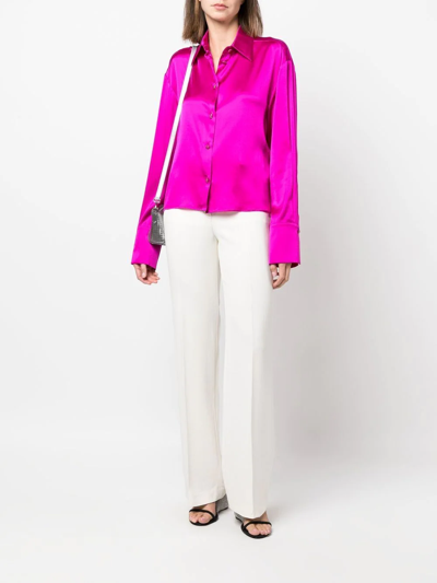 Shop Genny Silk Satin Long-sleeve Shirt In Pink