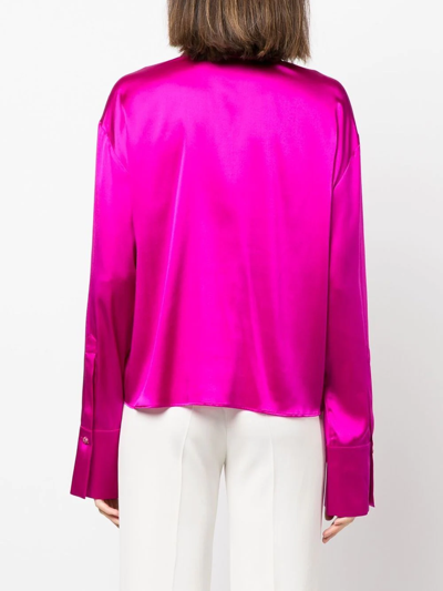 Shop Genny Silk Satin Long-sleeve Shirt In Pink