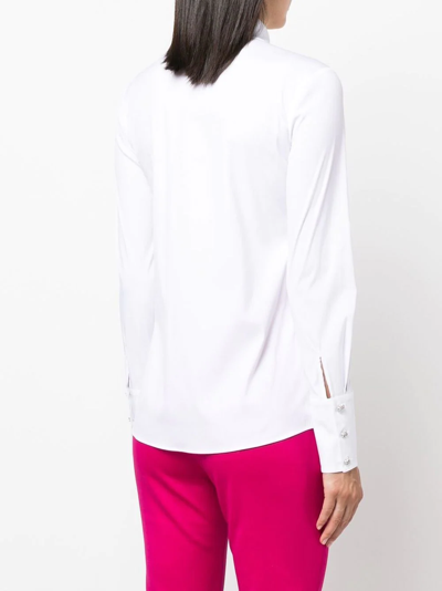 Shop Genny Ruched Button-up Shirt In White