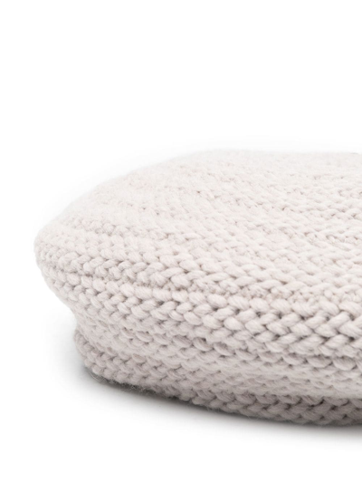 Shop Emporio Armani Icon Chunky Knit Hat In Grey