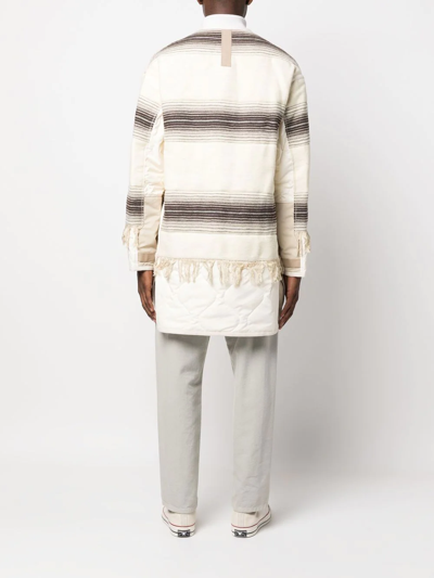 Shop Junya Watanabe Striped Quilted Coat In Neutrals