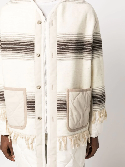 Shop Junya Watanabe Striped Quilted Coat In Neutrals
