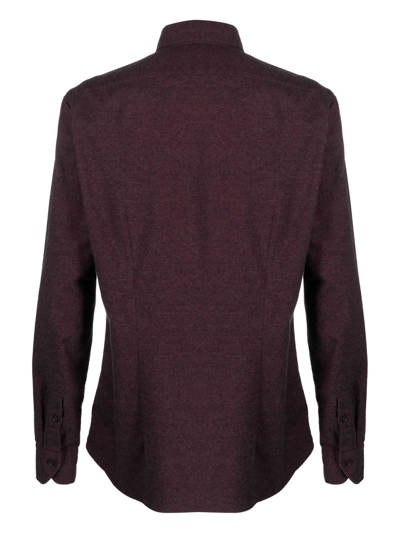 Shop Xacus Long-sleeve Poplin Shirt In Purple