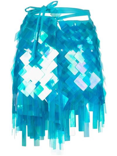 Shop Attico Aurelie Embellished Mini Skirt In Blue