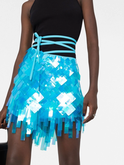 Shop Attico Aurelie Embellished Mini Skirt In Blue